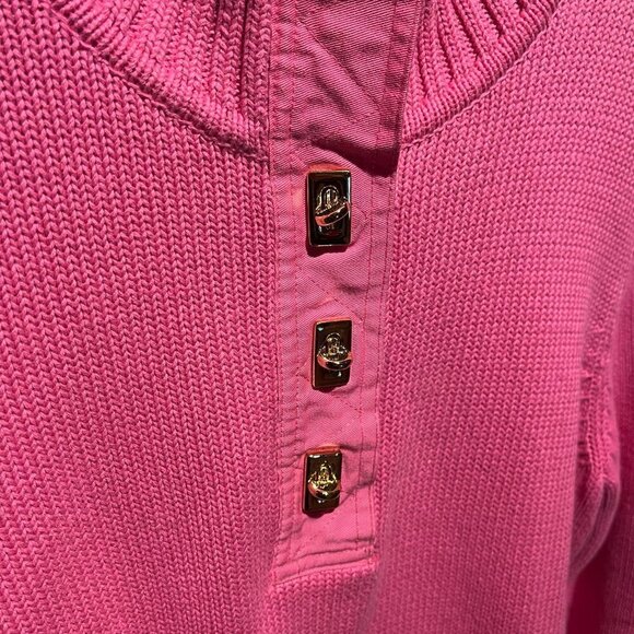 Lauren Ralph Lauren Collared Pink Knit Sweater with Gold Clasp Closure NWOT - Picture 5 of 13